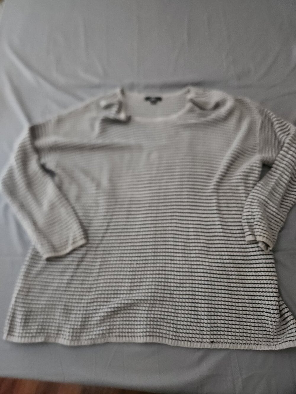 Ellos Open Stitch Striped Tunic Sweater Gray Black Plus Size 2X 26/28 Knit